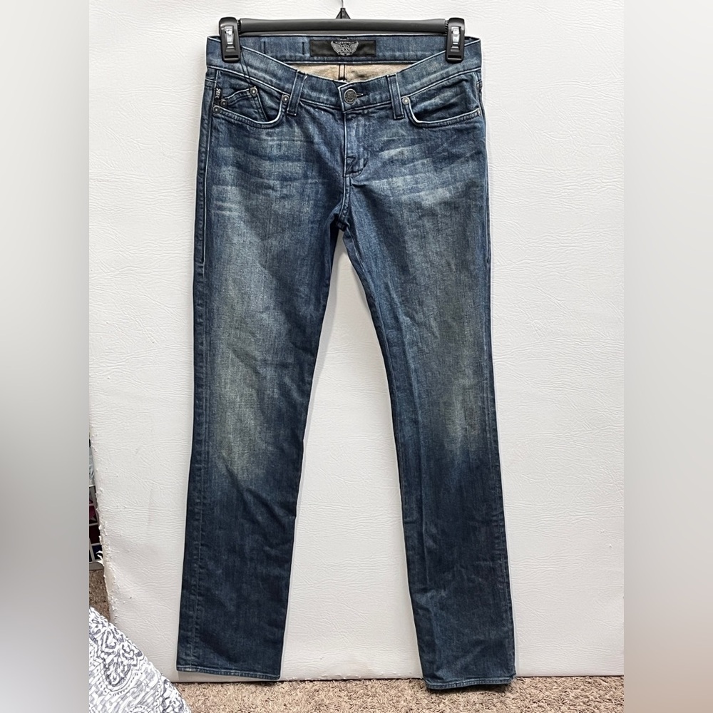 Rock & Republic Stella Dark Blue Straight Low Rise Jeans sz 29 Long